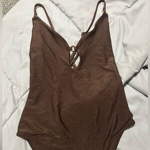 Aerie Dark Brown Cheeky One Piece